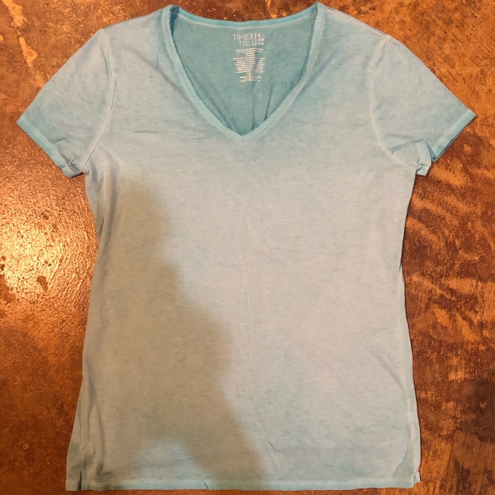 Light Blue Washed V-Neck Top